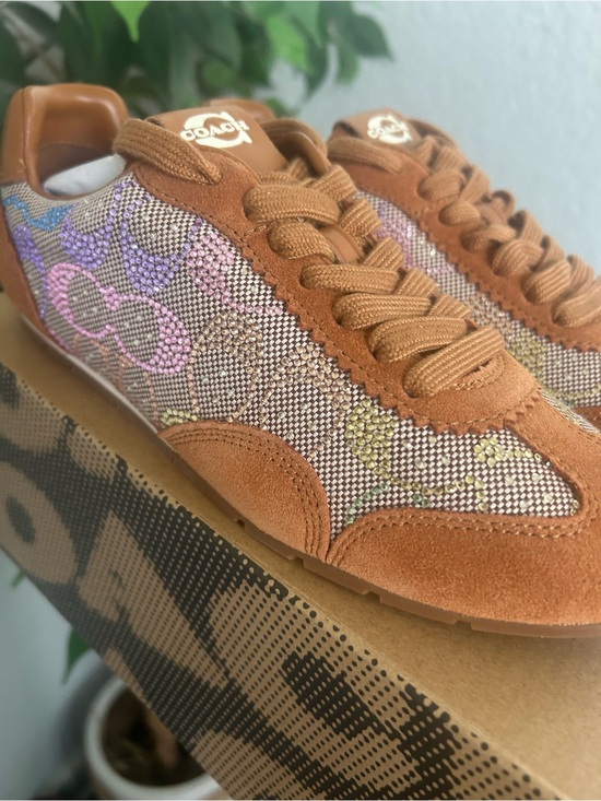 Coach Shoes - Coach Women's Tan Suede & Multicolor Signature Sneaker